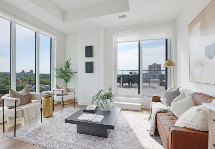 Open-concept penthouse suite at 88 Beechwood.